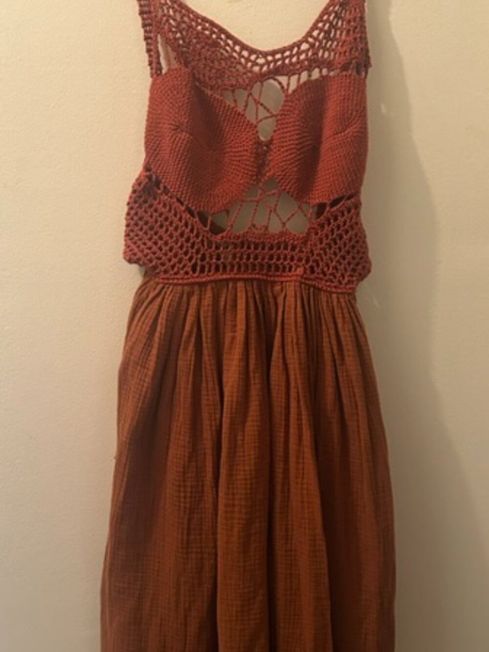 Anthropologie x Tach Soleil Crochet Backless Tie Netting Crochet Top Maxi Dress - Picture 5 of 16